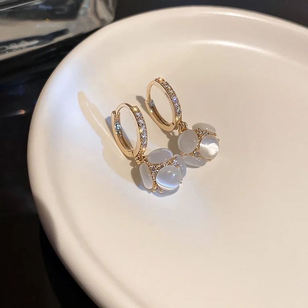 New DAINTY 14K GOLD STAINLESS STEEL OPAL CALI EARRINGS - Picture 2 of 8